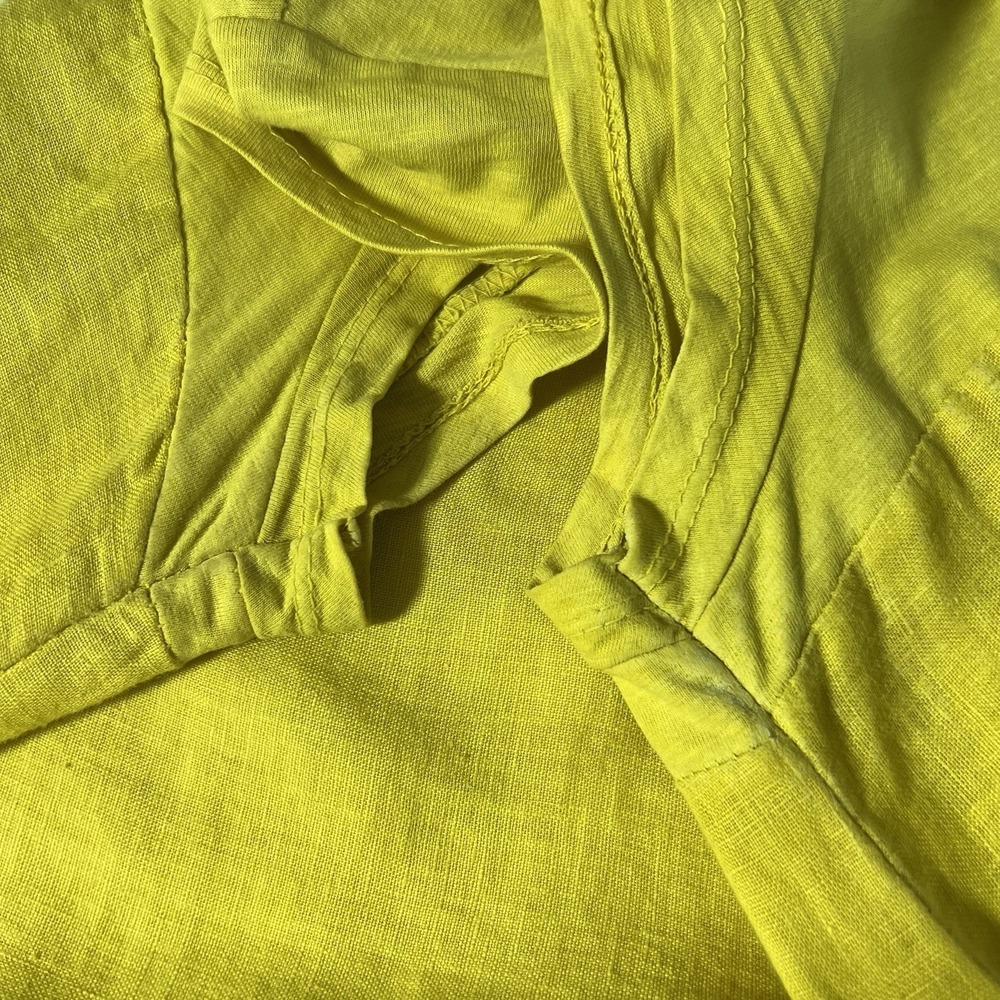 DIGS Linen Bubble Midi Dress Yellow Sleeveless Cocoon Minimalist Lagenlook S - Picture 4 of 7